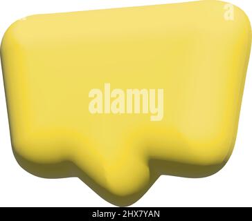 3D Sprechblasensymbol. Gelbe 3D Sprechblase, Dialogwolke und leeres Chat-Symbol für Text. Symbol für leere Nachricht. Vektor. Vektorgrafik Stock Vektor