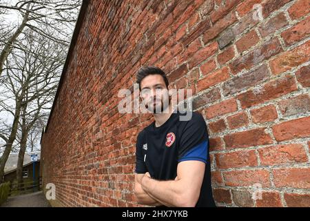 Oriam Sports Centre Edinburgh.Schottland.Großbritannien. 10.. März 22 Hearts' Keeper Craig Gordon Conference for Scottish Cup Tie vs. St Mirren. Kredit: eric mccowat/Alamy Live Nachrichten Stockfoto