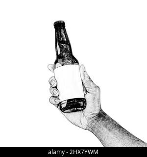 Hand, die Bierflasche Stockfoto