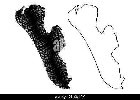 Fano Insel (Königreich Dänemark) Karte Vektor Illustration, Skizze Fano Karte Stock Vektor