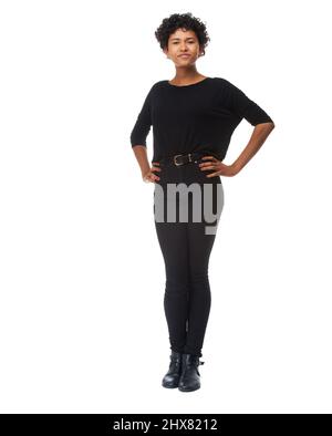 Bereit für eine Nacht. Eine wunderschöne, elegant gekleidete junge Frau. Stockfoto