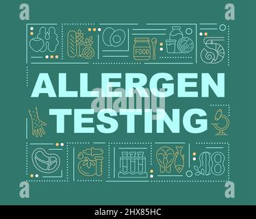 Allergiker verursachende Substanzen Bewertung Wort Konzepte dunkelgrün Banner Stock Vektor