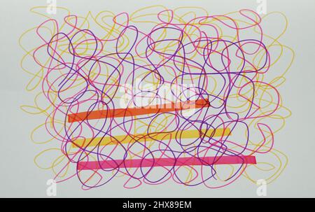 Üben Sie das Zeichnen von farbigen Linien mit copic-Marker und handgemalten Original-Impressionismus-Meisterwerken kreative Malermalerei Skizze bunt Stockfoto