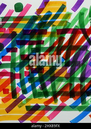 Üben Sie das Zeichnen von farbigen Linien mit copic-Marker und handgemalten Original-Impressionismus-Meisterwerken kreative Malermalerei Skizze bunt Stockfoto