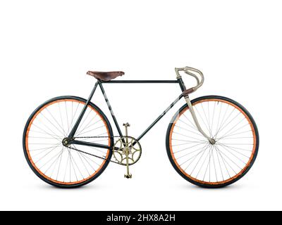 Dayton Rennrad (Single Speed mit Holzfelgen), 1904, USA, Seitenansicht, Antriebsseite Stockfoto