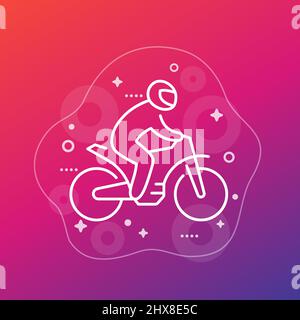 motocross-Linie Symbol, Fahrer auf einem Motorrad-Vektor Stock Vektor