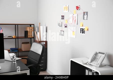 Interieur des modernen Büros von FBI-Agenten Stockfoto