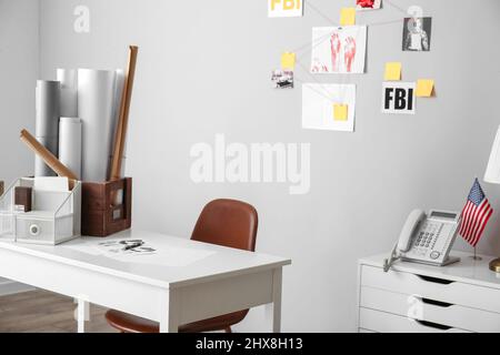 Interieur des modernen Büros von FBI-Agenten Stockfoto