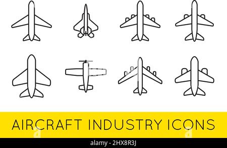 Flugzeug oder Flugzeug Icons Set Kollektion Vektor Silhouette Set Kollektion Stock Vektor