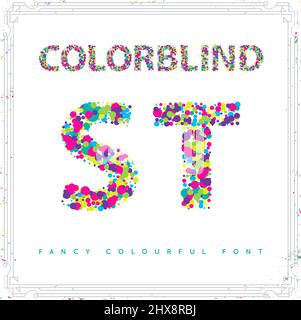Satz der Schriftart im Farbblindstil in Vektor. Frische Trendfarben. Stock Vektor