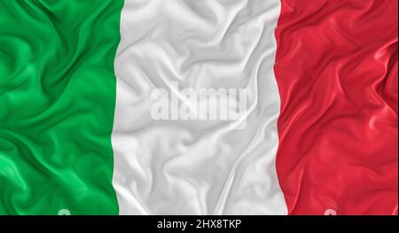 Dreifarbige Flagge von italien. 3D Hintergrund rendern Stockfoto