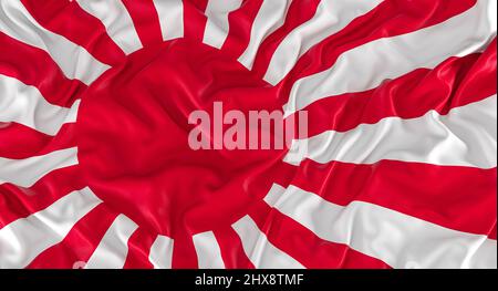 Flagge der aufgehenden Sonne, japanisch. 3D Rendern Stockfoto