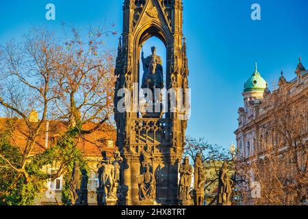 Kranner-Brunnen, neugotisches Denkmal in Prag, Tschechien, Europa. Stockfoto