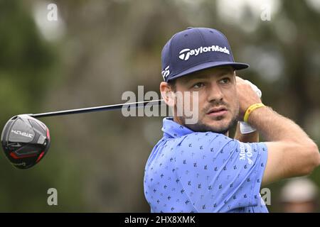 Ponte Vedra Beach, USA. 10. März 2022. DOC Redman trifft seinen Abschlag auf das 16.-Loch in der ersten Runde DER PLAYERS Championship auf dem Stadionkurs auf dem TPC Sawgrass in Ponte Vedra Beach, Florida am Donnerstag, 10. März 2022. Foto von Joe Marino/UPI Credit: UPI/Alamy Live News Stockfoto