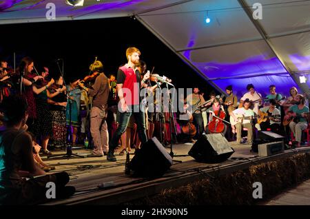 Ethno-Konzert in Andanças 2018. Castelo de Vide, Portugal Stockfoto