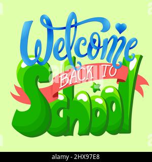 Willkommen zurück zum Schulbanner. Vektorgrafik. Stock Vektor