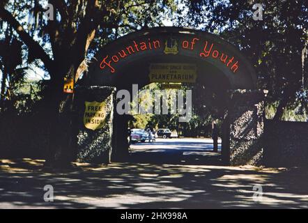 Fountain of Youth Eingang in St. Augustine Florida Ca. 1961 Stockfoto