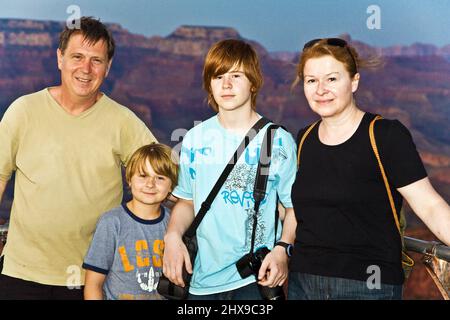 Familie am South Rim, Grand Canyon Familie Foto Stockfoto