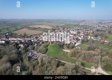 Clare Marktstadt in Suffolk England Luftdrohne Stockfoto