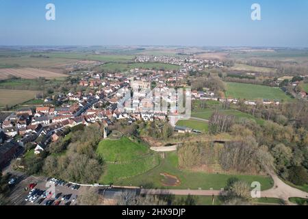 Clare Marktstadt in Suffolk England Luftdrohne Stockfoto