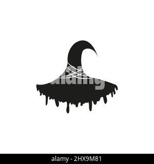 Hexenhut für Halloween. Alte schwarze Mütze. Isolierter Hexenhut. Stock Vektor