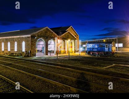 17/03/2019 Inverness TMD 08523, RMS Locotec mietet Scotrail für den Rangierdienst des Bahnwartungsdepots. Stockfoto