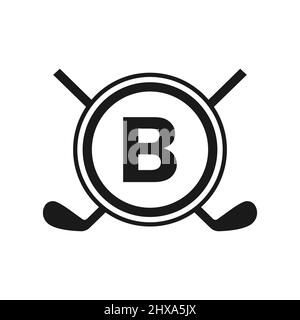 Hockey-Logo auf Vektor-Vorlage mit Buchstabe B. Logo Des American Ice Hockey Tournament Sport Team Badge Stock Vektor