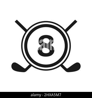 Hockey-Logo Auf Vektorvorlage „Letter 8“. Logo Des American Ice Hockey Tournament Sport Team Badge Stock Vektor