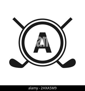 Hockey Logo auf Brief A Vektor-Vorlage. Logo Des American Ice Hockey Tournament Sport Team Badge Stock Vektor