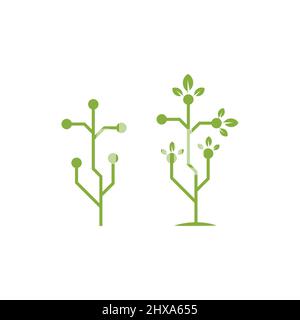 Baumsymbol für digitale Technologie. Vector Tech Tree Logo Stock Vektor