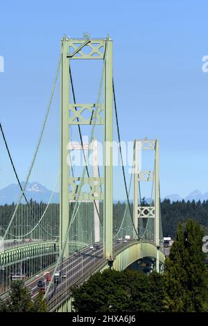 Tacoma Narrows Bridge in WA-USA Stockfoto