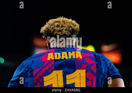 Barcelona, Spanien. 10. März 2022. Adama Traore (FC Barcelona) ist während des Europa League Fußballmatches zwischen dem FC Barcelona und Galatasaray SK am 10. März 2022 im Camp Nou Stadion in Barcelona, Spanien, abgebildet. Foto: Siu Wu. Kredit: dpa/Alamy Live Nachrichten Stockfoto