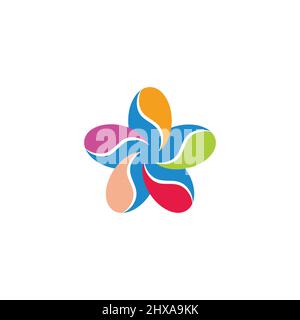 Bunte Blumen Aquarelle Flüssigkeit Splash Kurven Logo Vektor Stock Vektor