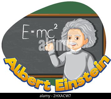 Porträt von Albert Einstein in Cartoon-Stil Illustration Stock Vektor