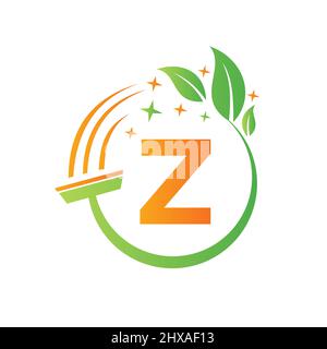 Reinigungsservice, Frauenmädchen Logo auf Brief z. Clean House Zeichen, Fresh Clean Logo Vorlage mit Z-Buchstabe Vektor Stock Vektor