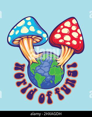 Feiern Sie internationale World of Fungus Vektor Illustrationen für Ihre Arbeit Logo, Merchandise T-Shirt, Aufkleber und Label-Designs, Poster Stock Vektor