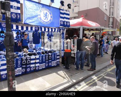 Fulham, London, UK14.. August 2021 Szenen um die Stamford Bridge, die Heimat des European Champions CHELSEA FOOTBALL CLUB, während der Club das itÕs erste Spiel der Saison 2021/2022 in der Premier League gegen den Crystal Palace FC ausspielt. Stockfoto