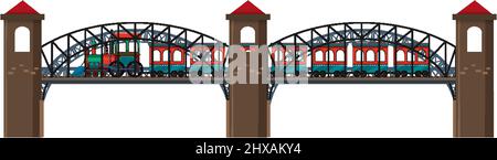 Isolierte Dampflokomotive auf Brücke Abbildung Stock Vektor