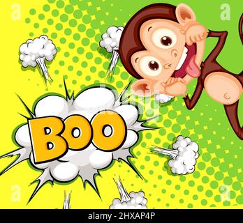 Abkürzung und Gesichtsausdruck Retro Comic Banner Design Illustration Stock Vektor