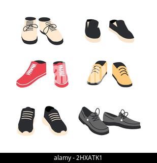 Set aus verschiedenen Schuhen isoliert Stock Vektor