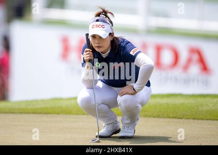 Pattaya, Thailand. 11. März 2022. Pattaya Thailand - 11. März: Moriya Jutanugarn aus Thailand während des Tages 2 der Honda LPGA Thailand im Siam Country Club Old Course am 11. März 2022 in Pattaya, Thailand (Foto von Peter van der Klooster/Orange Picics) Credit: Orange Pics BV/Alamy Live News Stockfoto
