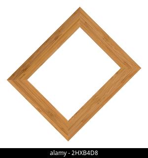 Rechteckiger leerer Rahmen aus Holz und Bambus, isoliert auf weißem Hintergrund Stockfoto