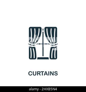 Gardinensymbol. Monochrom Simple Curtains Symbol für Vorlagen, Webdesign und Infografiken Stock Vektor