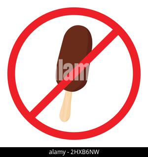 Keine Essen Zeichen Vektor-Illustration. Kein Eiscreme-Symbol. Kein Eisschild. Warnung und verboten Stock Vektor