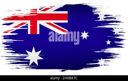 Bunte handgezeichnete Pinselstriche gemalt Nationalflagge von Australien. Vorlage für Banner, Karte, Werbung, TV-Werbung, Anzeigen, Webdesign Stockfoto