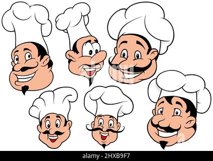 Set mit sechs Chefköchen Stock Vektor