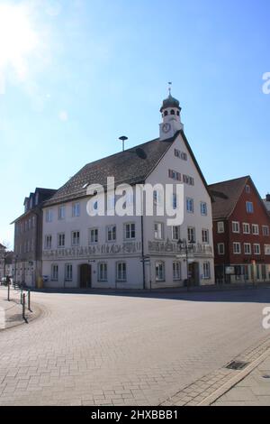 Rathaus der Stadt Bad Wurzach in Baden-Württemberg Stockfoto