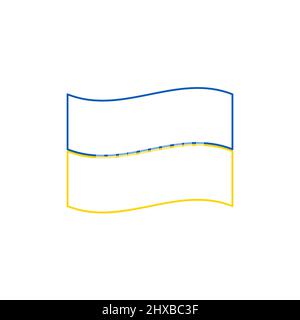 Minimalistische lineare ukrainische Flagge. Vektordarstellung auf weißem Hintergrund isoliert. Stock Vektor