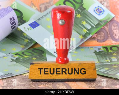 Symbolbild zum Thema Inflation mit einem Stempel Stockfoto