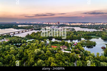 Die Insel Trukhaniv am Fluss Dnjepr in Kiew, Ukraine Stockfoto